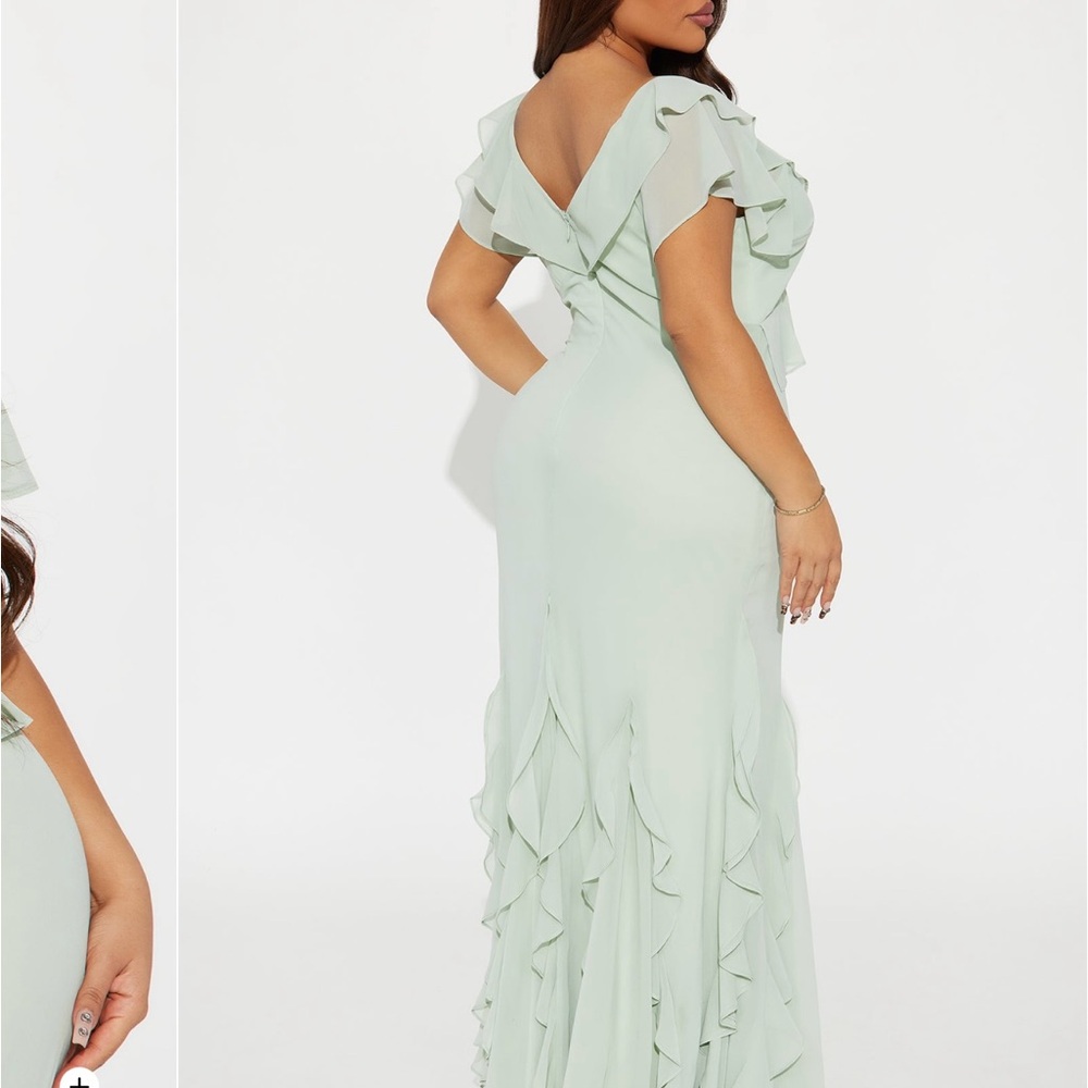 Mint Green Ruffle Dress - Picture 4 of 5